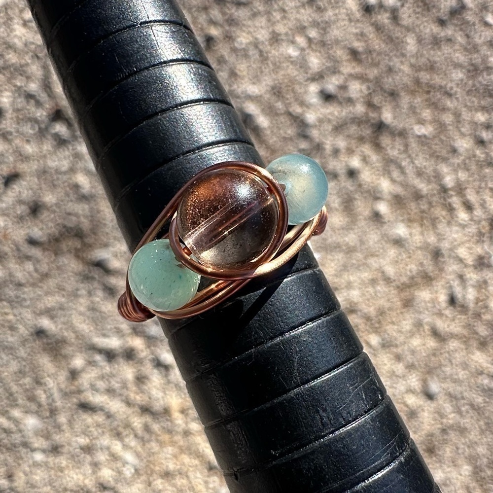 Ring Handmade copper glass and cat eye